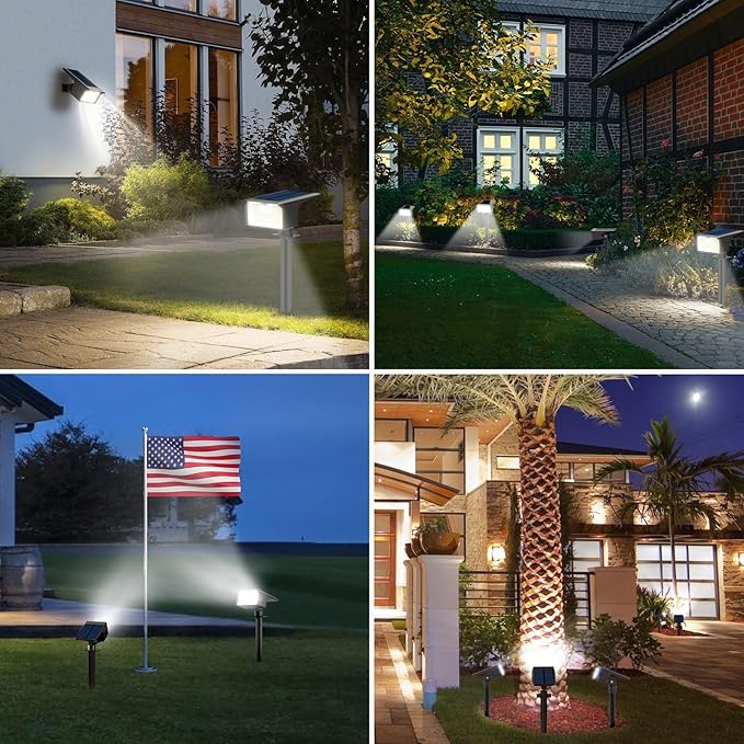 Nipify Solar Spot Lights Outdoor Motion Sensor, [6 Pack/62 LED]3 Modes Solar Landscape Spotlights Outdoor Waterproof, 2-in-1 Solar Lights Outdoor Wall Lights for Yard Garden Patio Pathway, Cool White Nipify