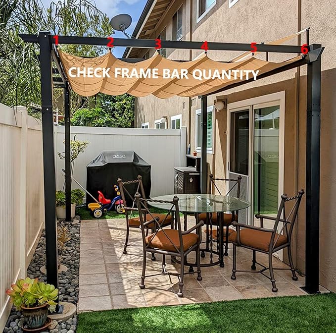 Pergola Shade Cover Replacement Canopy Top Compatible with 10 X 10 ft 6-Bar Pergola Frames - Beige (Canopy Size 116" W x 95" L, Canopy Top Only) Rootora