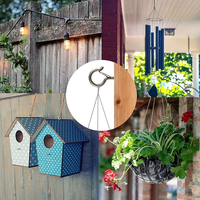 24 PCS Q-Hanger Hooks, Screw Hooks for Outdoor String Lights, Safety Buckle Design Cup Eye Hook for Hanging Christmas Lights, Plants, Mounted on Wall Ceiling, Include 1 Wing Nut Driver, Copper FSAH