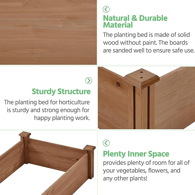 Yaheetech 8x2ft Wooden Horticulture Raised Garden Bed Divisible Elevated Planting Planter Box for Flowers/Vegetables in Backyard/Patio Outdoor, Dark Brown, 95 x 25 x 11in Yaheetech