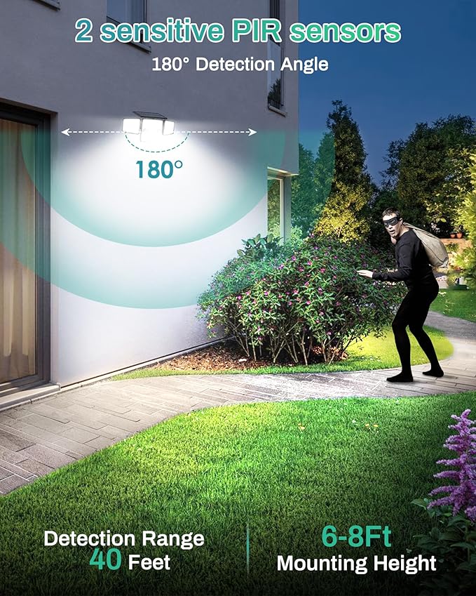 Solar Lights Outdoor, In-Ground or Wall Mount, 180° PIR Motion Sensor, 236 LED 2500 Lumens 360° Illumination Solar Security Flood Light, Dusk to Dawn, 3 Modes, IP65 Waterproof, 4 Pack HAARAY
