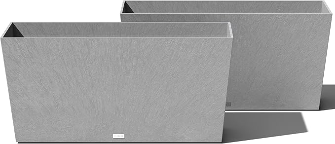 Veradek Pure Series Midori Trough Planter - Large Rectangular Planter for Indoor or Outdoor Deck/Porch | Durable All-Weather Use with Drainage Holes | Modern Decor for Shrubs, Flowers, Small Plants VeradekOutdoor