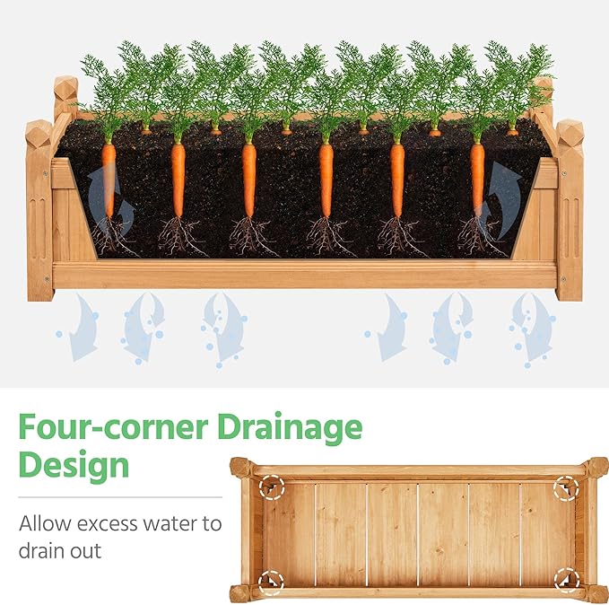 Yaheetech 43.5″ L×16″ W×14″ H Wooden Raised Garden Bed, Horticulture Wood Rectangular Garden Planter Outdoor, Raised Planter Box for Yard/Greenhouse/Vegetable/Flower/Herbs, Light Brown Yaheetech