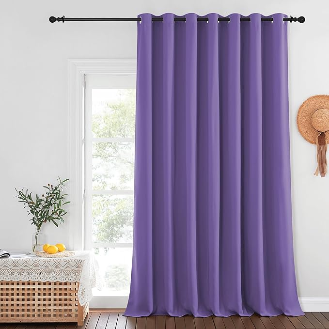 NICETOWN Lilac Purple Blackout Curtains for Bedroom/Living Room 132 Inch Length - Thermal Insulated Room Darkening Grommet Top Window Curtains (100 by 132 - Inch, 1 Panel) NICETOWN