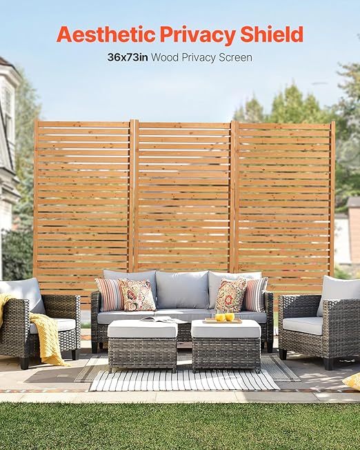 VEVOR Wooden Privacy Screen,36" W x 73" H Outdoor Privacy Screen, Freestanding Wood Privacy Panel with Stand,Outdoor Divider for Balcony Patio Lawn Garden VEVOR