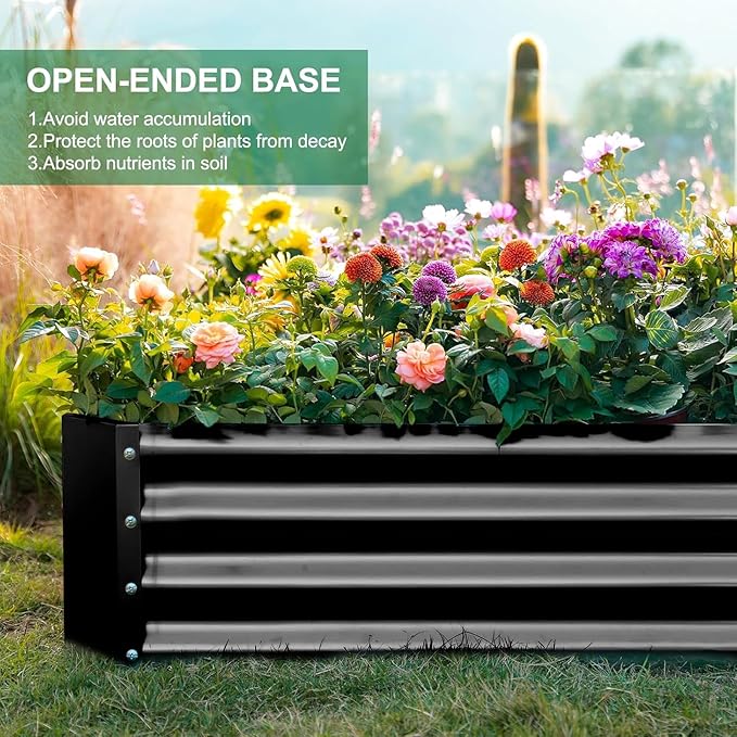 Land Guard 3 Pack 6×3×1ft Galvanized Metal Raised Garden Bed, Metal Planter Kit Box Outdoor for Deep-Rooted Vegetables, Flowers, Green and Herbs, Gray LandGuard