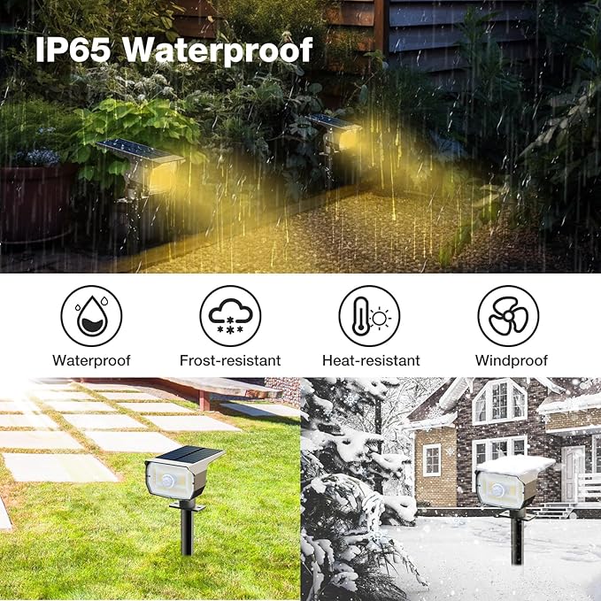 Solar Spot Lights Outdoor Motion Sensor with 3 Modes, [ 8 Pack/56 LED ] Solar Spotlights Outdoor Waterproof 2-in-1 Auto On/Off Landscape Lighting for Outside Yard Wall Garden Pathway, Warm White Nipify
