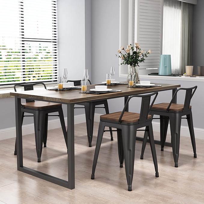 Yongchuang 18" Bar Stools Set of 4 Metal Stackable Short Stools for Classroom Kitchen Dining Stool Chairs with Wood Top Low Back YongchuangInternational