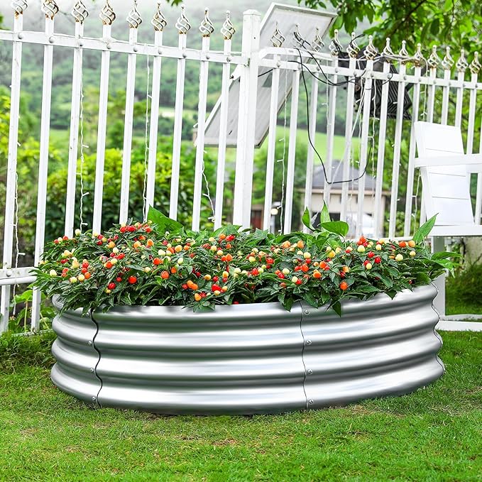 Land Guard Galvanized Raised Garden Bed 2Pcs, Planter Raised Garden Beds Outdoor, Round Clearance Raised Garden Beds for Gardening Vegetables 4x4x1ft…… LandGuard