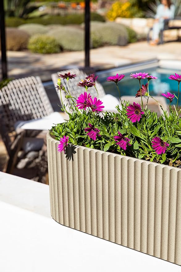 Veradek Demi Series Window Box Planter - Long Planter Box for Windowsill/Balcony | Durable Plastic-Stone Composite Material | Modern Décor for Flowers/Herbs VeradekOutdoor