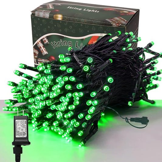 300 LED St Patricks Day Lights, 98.5FT Christmas String Lights with 8 Lighting Modes, Waterproof & Connectable Mini Lights, Plug in for Indoor Outdoor Holiday Xmas Party Bedroom Decorations (Green) LJLNION