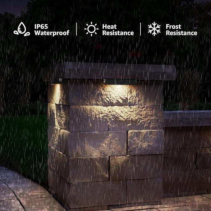 SUNVIE 8-Pack 7 Inch Retaining Wall Lights 5W LED Waterproof Hardscape Lighting 12V Low Voltage Step Lights Outdoor Landscape Lighting with Connectors 3000K Warm White Paver Lights, ETL Listed Cord SUNVIE