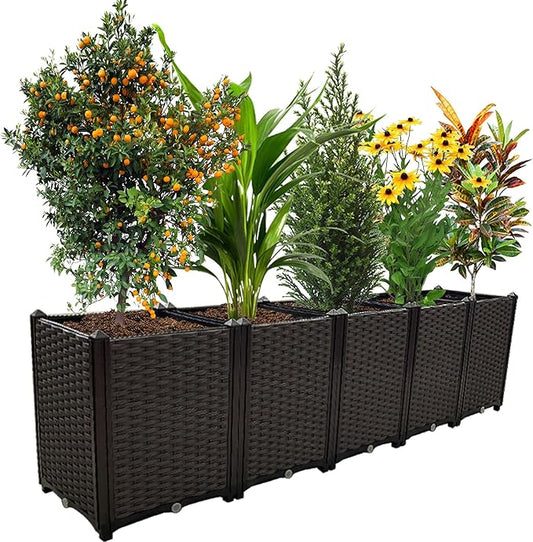 Large Planters for Outdoor Plants pots Elevated Garden Boxes Raised Garden Bed Garden Patio Balcony Deck to Planting Flowers Vegetables Tomato and Herbs TDDSS