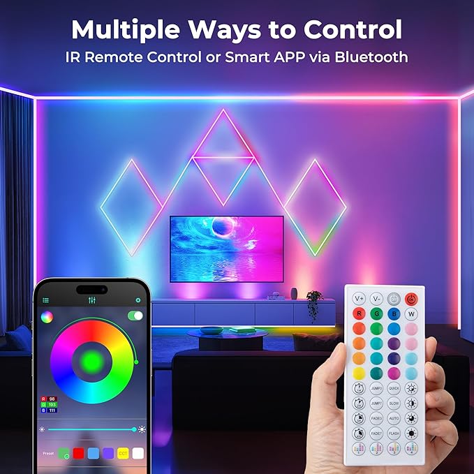100FT LED Neon Rope Lights, Flexible Led Rope Lights Control with App/Remote, IP67 Outdoor RGB Color Changing Led Neon Lights Waterproof, Music Sync Led Strip Neon Lights for Bedroom Decor Rootora