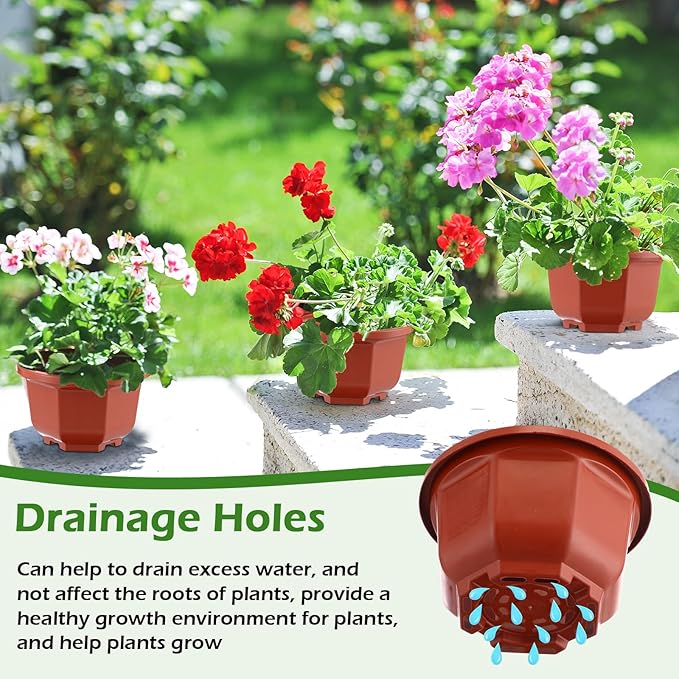 Roshtia 50 Pcs 5.1 inch Plastic Hanging Plant Pots with Hooks Flower Pots Baskets Outdoor Hanging Nursery Planter Holder for Home Garden Balcony Porch(Brown, 5.1 inch) Roshtia