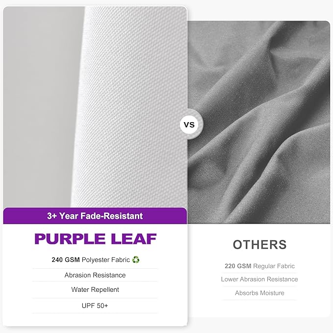 PURPLE LEAF 9.8' X 9.8' Patio Umbrella with Base Outdoor Cantilever Swivel Square Umbrella with Tilt Aluminum Offset Umbrella with 360-degree Rotation for Garden Deck Pool Patio White PURPLELEAF