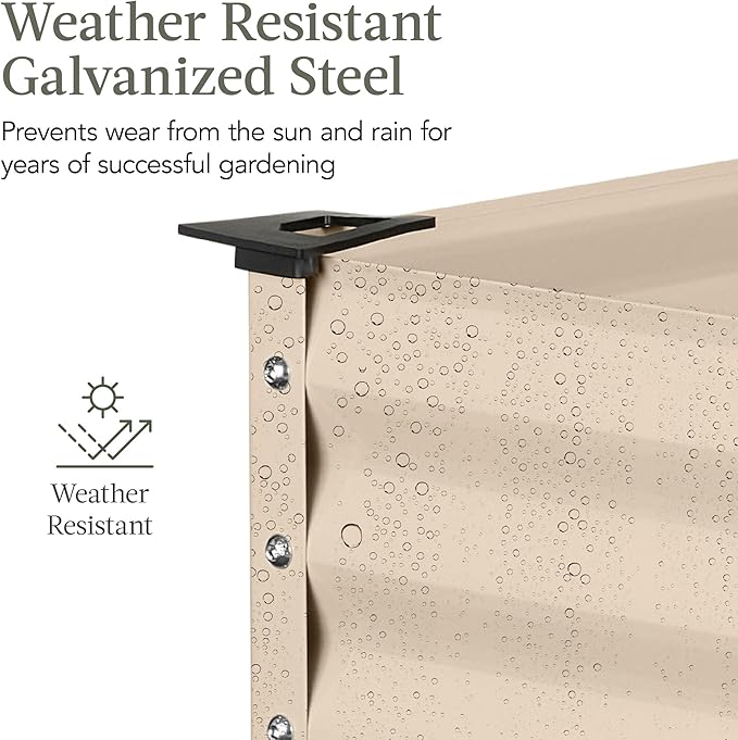 Best Choice Products 48x24x30in Galvanized Raised Garden Bed, Metal Elevated Planter Box, Vegetable Garden for Backyard, Patio, Balcony - Beige BestChoiceProducts