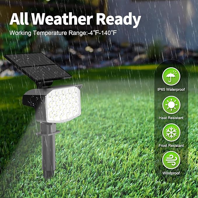 8 Pack Solar Spot Lights Outdoor, Waterproof IP65 Adjustable, 3 Lighting Modes Solar Powered Landscape Spotlights for Yard Garden Pathway(Cool White) MinPea