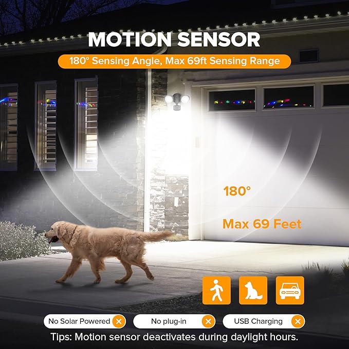 LUTEC 32W 3500 Lumen LED Security Lights Motion Sensor Light Outdoor, 5000K Daylight, IP65 Waterproof, Dusk to Dawn, Hardwired Motion Detector Flood Light for Garage, Yard, Porch-Black LUTEC