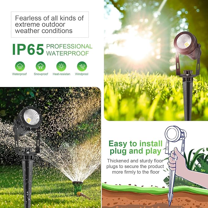 2 Pack Extendable Outdoor Landscape Lights, 12V Low Voltage Landscape Lighting IP65 Waterproof Plug-in Outdoor Spotlights for Yard House Pathway Tree Pools (2700K Warm White, NO Plug) IRISECO