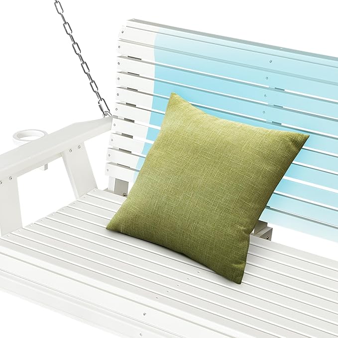 HDPE Porch Swing with 18/8 Stainless Steel Bolts, Ergonomic Design, Ultra Weather-Resistant, Heavy Duty 1200 LBS, for Outdoor Patio Garden Yard (Vanilla White) FortuneCandy