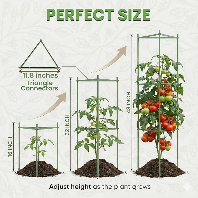 Tomato Cage - Large Trellis Stakes and Plant Support Structures for Vegetables and Climbing Plants - Tall Tomato Cages for Garden, Pots, Raised Garden Bed Outdoor Supplies (3 Pack - Up to 48") K-BRANDS