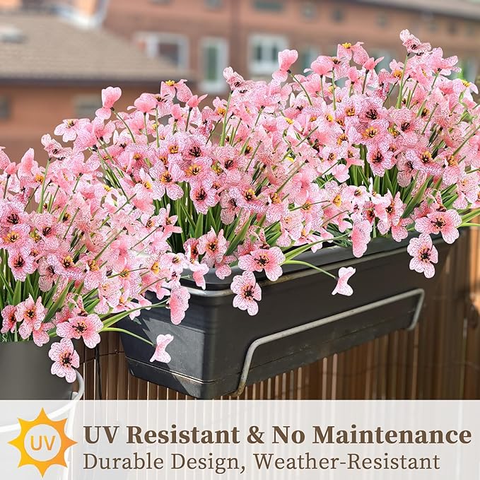 24 Peach Bundles Artificial Flowers for Outdoors/Indoors Fake Flowers Plants for Indoor Outside Garden Porch Window Box Home Wedding Farmhouse ColoPlay