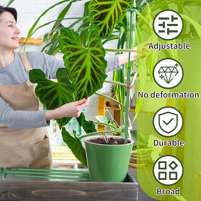 Extendable Plant Stakes,Adjustable Length from 17.9IN to 42.3IN Monstera Support Stakes with Clips,Sturdy Plant Stakes for Indoor Outdoor,Garden Sticks for Tomato,Orchid,Climbing Plants- 5Pack GAGANANG