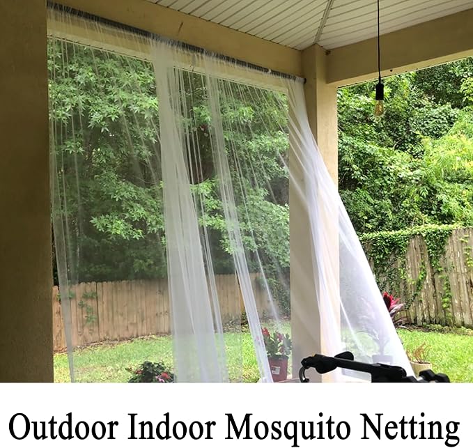Patio Screen Mesh Outdoor Curtains Waterproof Sheer Lightweight Bug Netting for Porch Gazebo Garden Party Wedding Backdrop, White, W 125 x L 84 inch per Panel, 2 Panels Rootora