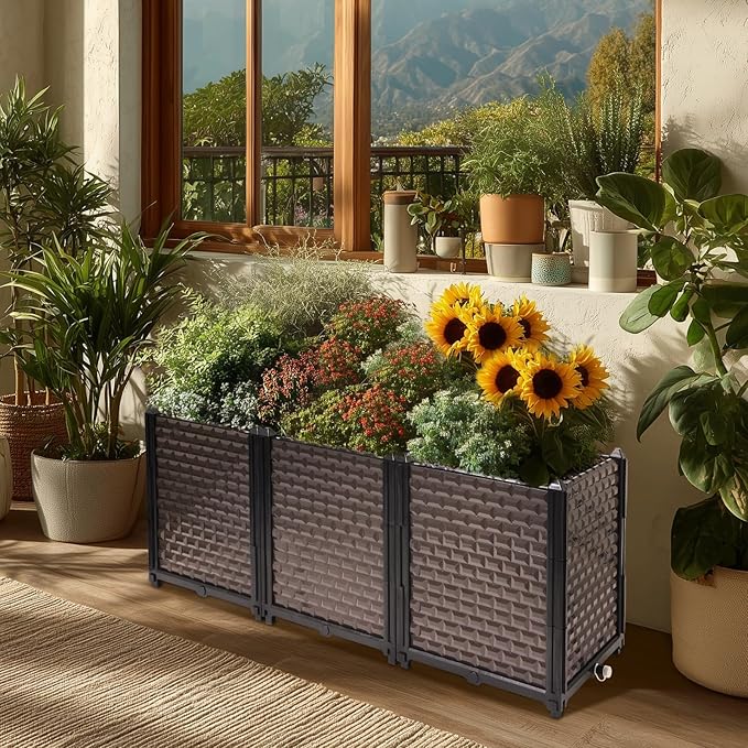 Large Planters for Outdoor Plants - Deepened 20" H, Raised Beds for Gardening Self Watering, Elevated Planter Box with Legs, Rectangular Garden Planters for Outdoor Plants Flowers, 47.2"L x 15.7"W TooCust