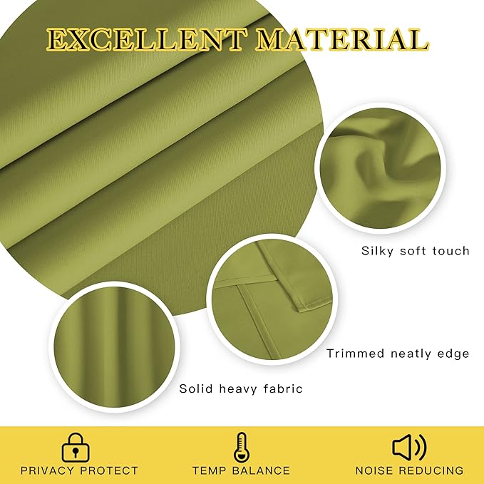 NICETOWN Blackout Doorway Curtain Drape 78 inch Long - Grommet Noise Reducing Thermal Insulated Solid Modern Window Treatments for Bedroom Closet (1 Panel, 52 x 78 Inch, Fresh Green) NICETOWN