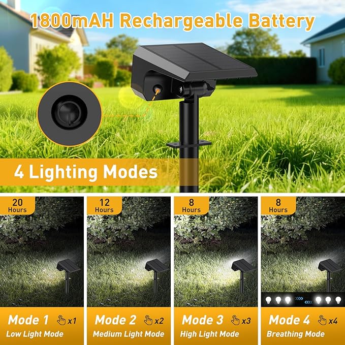 Solar Spot Lights Outdoor Waterproof IP65, [8 Pack/100 LED/4 Modes] 2-in-1 Solar Landscape Spotlights, Auto On/Off High Lumens Spot Lights for Yard Garden Pathway(Cool White) NACINIC