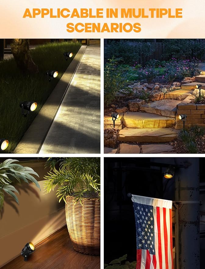 12W Low Voltage LED Landscape Lights - 12V Super Warm White Spotlight Landscape Lighting, IP65 Waterproof Christmas Decorative Lights Outdoor Indoor for Tree Garden Yard Pathway, 4 Pack with Connector LemonBest