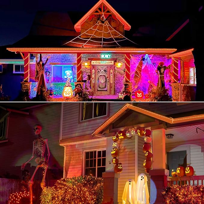 50ft LED Rope Lights Outdoor, 360 LED Connectable and Flexible Tube Lights with 8 Modes, Waterproof Indoor Outdoor LED Rope Lighting for Deck, Garden, Pool, Patio, Party, Holloween Decoration (Orange) Jnaurb