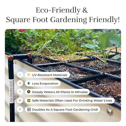 The Garden Grid | Preassembled Garden Watering System for Raised Beds | Drip Irrigation System & Soaker Hose - But Better | 1-Min Setup, USA-Made, Lasts 5-10x Longer | Size: 2x8 -Dims: 22.5"x88" GardenInMinutes