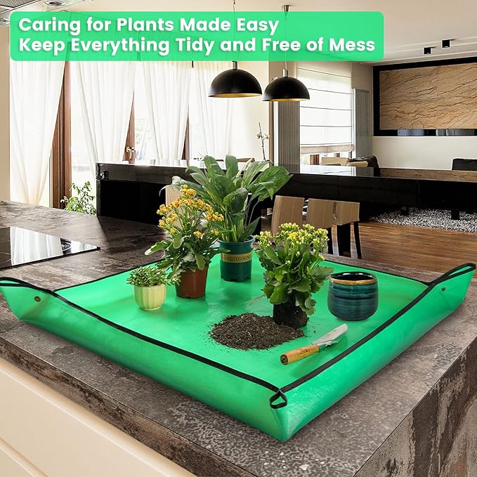 Extra Large Waterproof Potting Mat for Indoor Plant Transplanting and Mess Control, Table Top Potting Tray Repotting Mat Birthday Gifts for Plant Lovers Gardening Gifts for Women FocusonGardeningProjects