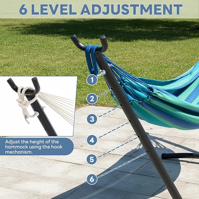 DUMOS Hammock Stand Only, Heavy Duty Hammock Stands for Double 2 Person, Portable Steel Stand for Outside Garden Backyard Patio Pool Beach with Carrying Case DumosLifestyle