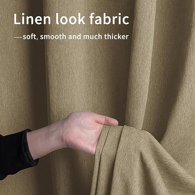 Easy-Going Linen Look Outdoor Curtains Waterproof Windproof Porch Curtains, Soft Thicken Outdoor Privacy Curtains for Patio, Gazebo, Grommet Top and Tab Bottom Drape, 1 Panel, 54x108 inch, Khaki Easy-Going