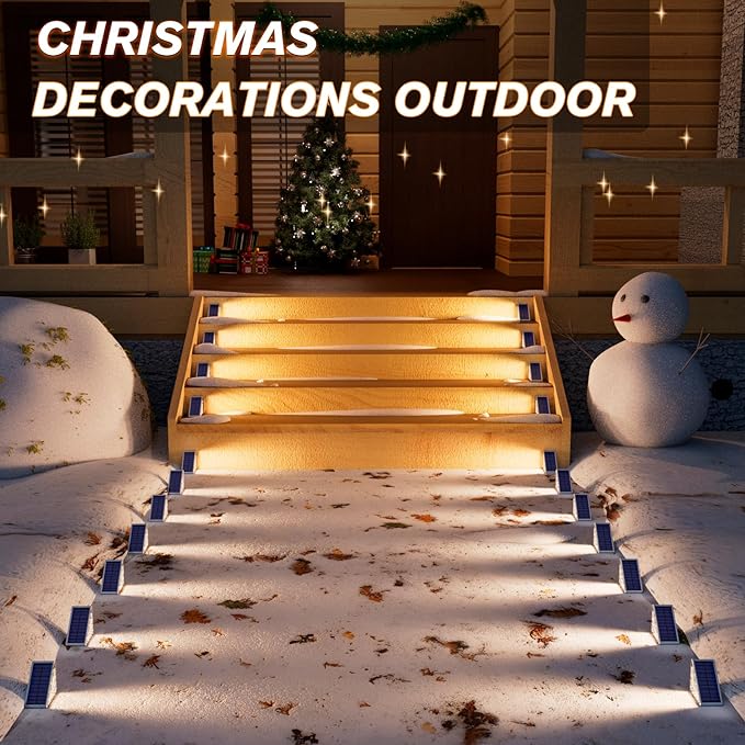 VOLISUN Outdoor Stair Lights 8 Pack, Solar Step Lights Waterproof IP67,80 Lumen, Led Step Lights Outdoor for Garden Backyard Stair, Staircase, Front Step, Front Porch and Deck(Warm White) VOLISUN