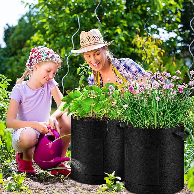 2 Pack 20 Gallon Potato Grow Bags with Pull-Down Harvest Window, Potato Bags for Growing Potatoes Heavy Duty Thickened Nonwoven Fabric Gardening Vegetable Growing Bags with Visible Window WelcometoUJG%EF%BC%81