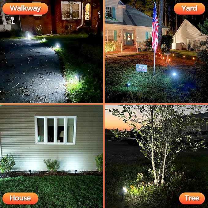 Solar Spot Lights Outdoor, 92 LEDs Landscape Lighting with 3 Lighting Modes and Auto On/Off, IP67 Waterproof Spotlights, Outdoor Solar Lights for Yard Garden, 8 Pack (Cool White) FratinkSolarLights