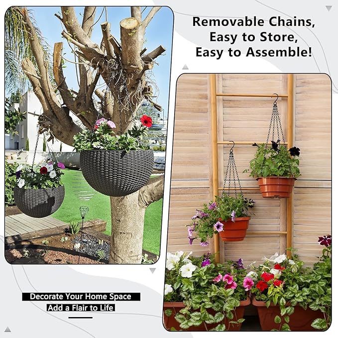 garini 6 Pack, 23 Inch Hanging Baskets Chain,Black Hanging Chains with Hooks Flower Pot Chain Replacement Plant Hangers for Planters, Bird Feeders and Lanterns garini