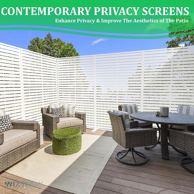 6FT Metal Privacy Screen Outdoor Privacy Panel and Garden Divider, Weather-Resistant Freestanding Panel with Stand, Durable Steel for Patio, Garden, Balcony & Backyard Rootora