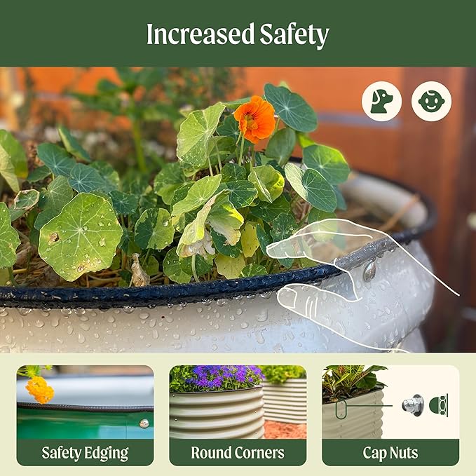 Vego garden 26" Extra Tall Raised Garden Bed Kits, 4 in 1 Modular Raised Planter Box for Vegetables Flowers Fruits Oval Metal Raised Garden-Olive Green VegoGarden