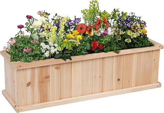 Shine Company Premium Cedar Raised Garden Bed, Planter Box for Vegetables, Flowers, or Herbs 40" L x 12" D x 12" H ShineCompany