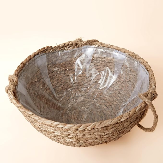 Natural Seagrass Hanging Planter Basket Set, Indoor Plant Pots, Boho Decor Plant Pot Cover, 12.4 (D) 6.3 (H) Inch, Pack 2 LaJol%C3%ADeMuse