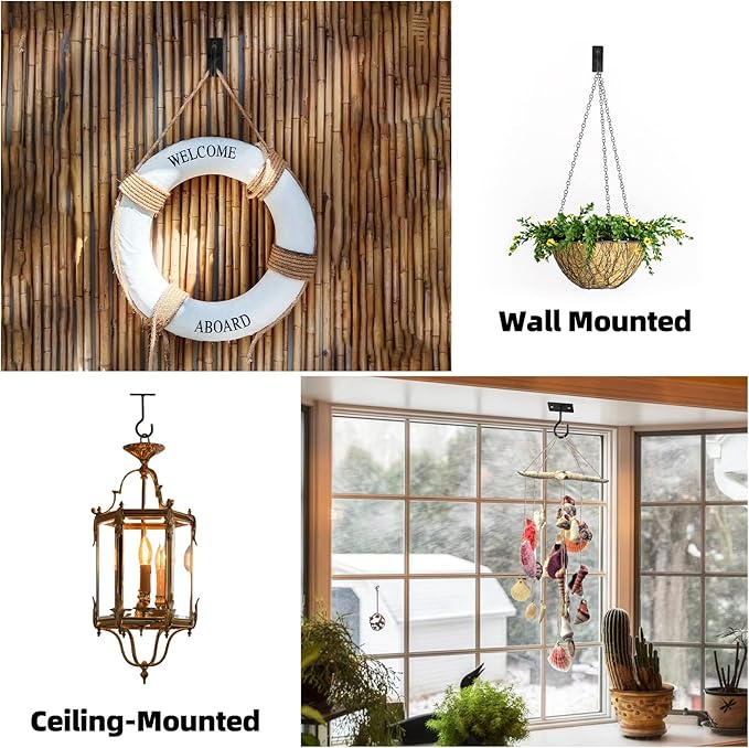Plant Hooks 2Pack Hanging Plant Bracket 6inch Metal Plant Hanger Decorative Plant Hook for Bird Feeders, Planters, Lanterns, Wind Chimes, Home Decor Indoor Outdoor (Black) QTJUST