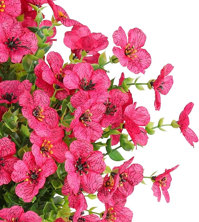 AGIRL 16 Bundles Artificial Flowers for Outdoor,No Fade Fake Plastic Flowers Faux Plants for Hanging Planters Decoration Indoor Outside Garden Porch Window Box Home Wedding AGIRL