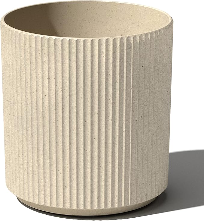 Veradek Round Demi Planter Pots for Indoor/Outdoor Garden Use, Made from Plastic-Concrete Mix with Drainage Holes, Perfect for Small to Large Succulent Plants, Flowers, Modern Interior Plants VeradekOutdoor