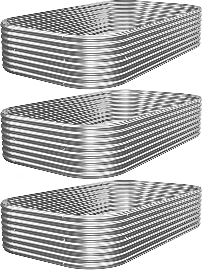 3 PCS 6x3ft Galvanized Raised Garden Bed Outdoor, Metal Garden Bed for Vegetables, Above Ground Garden Box for Flower, Steel Raised Beds for Gardening Mostmahes